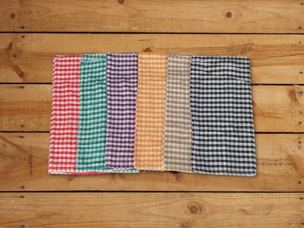 Πετσέτες Κουζίνας Σετ Καρό Βαμβακερές Γαρύφαλλο 12 Τεμαχίων | Γαρύφαλλο - Λευκά Είδη